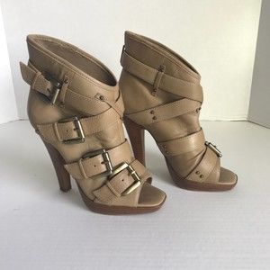Aldo Peep Toe Booties | 38 | Tan